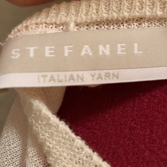 Stefanel Cream Sheer Short Sleeve Tee with ruffle like detail on sleeve - Picture 7 of 10